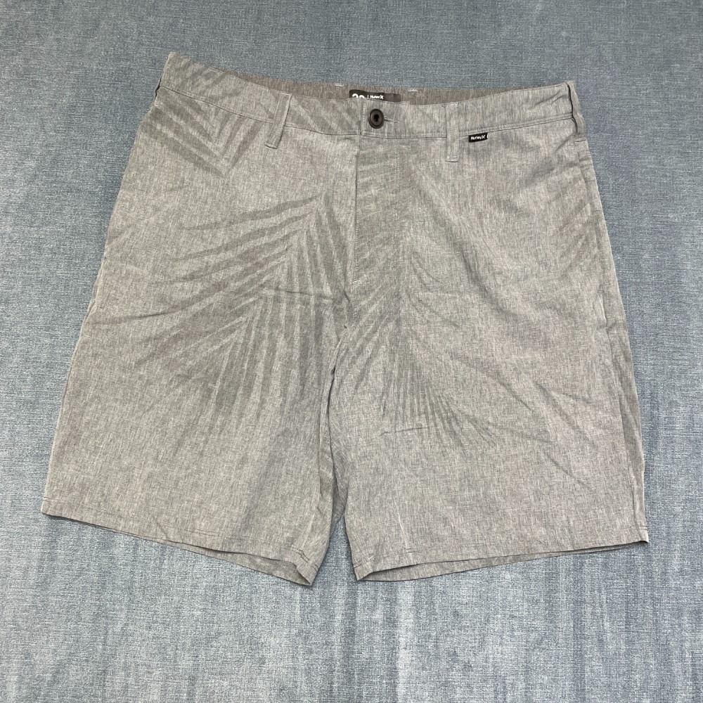 Hurley Phantom Hybrid Golf Shorts Mens 32 Gray Tropical Leaf Print Flat Front
